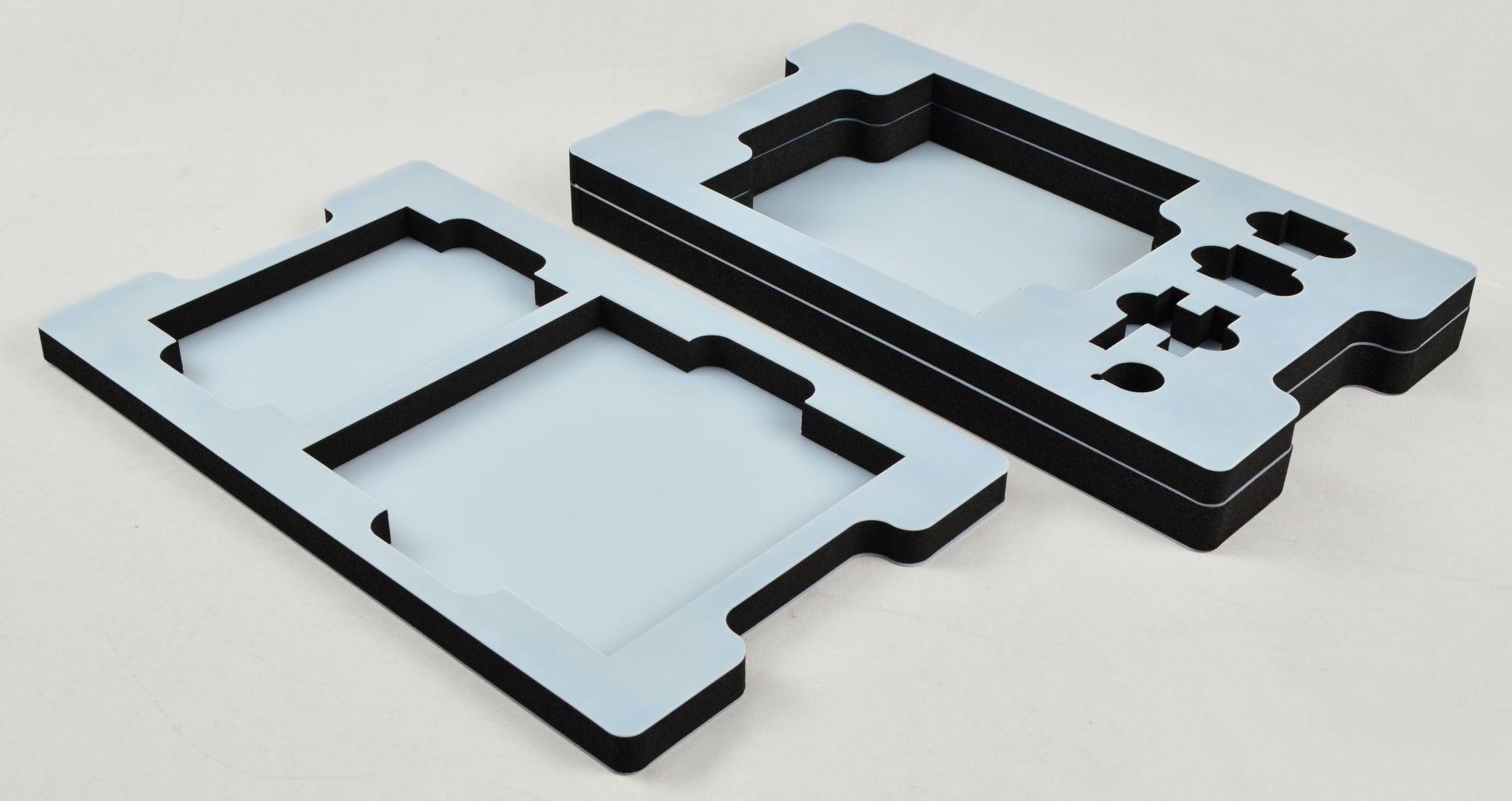 Static dissipative crosslink foam shadow trays with FOD free, static free S680 overlay